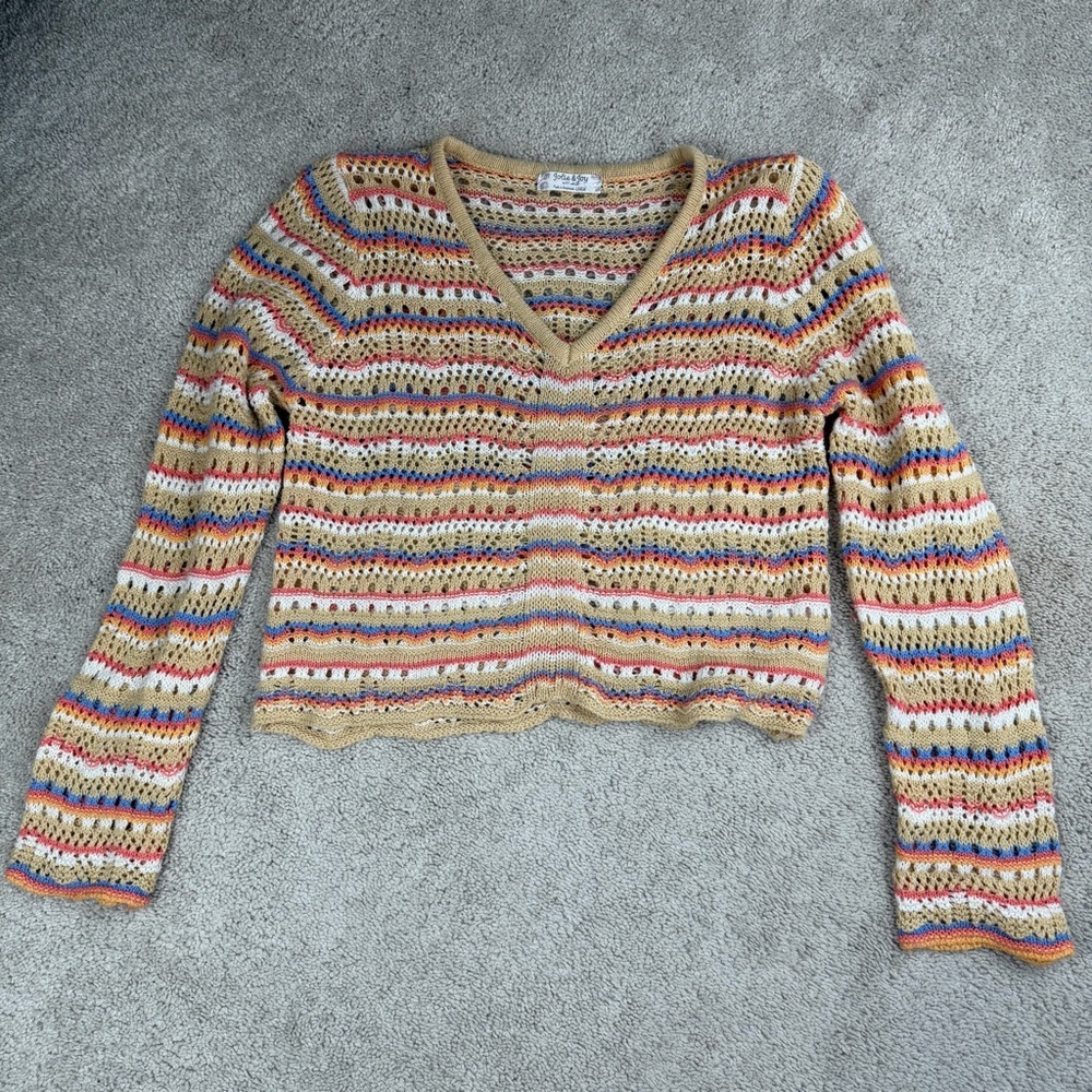 Jolie & Joy Crochet Knit Long Sleeve Sweater Dainty Coquette Size‎ Large